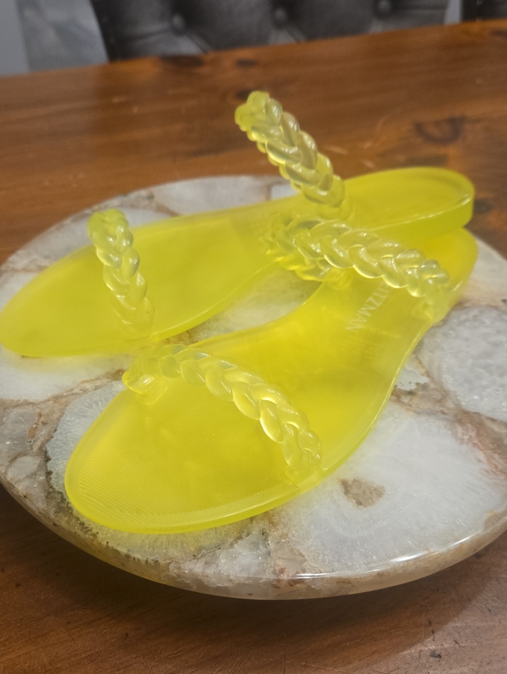 New Without Box Stuart Weitzman Braida Sawyer Jelly Sandal Yellow US 9